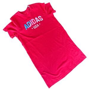 Adidas Americana USA TShirt Dress Sz Med 4th of July Red White Blue Casual